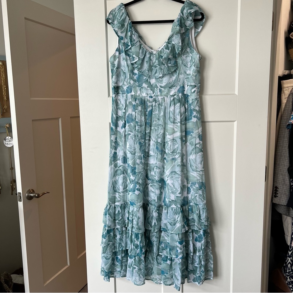NWOT Calvin Klein Blue Floral Dress Size 14